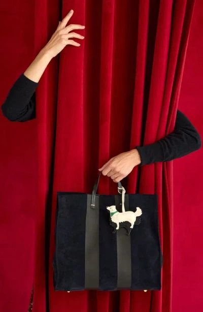 Clare V . Simple Racing Stripe Suede Tote In Blue