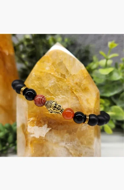 Humanist Beauty Buddha Obsidian Beaded Bracelet In Multi