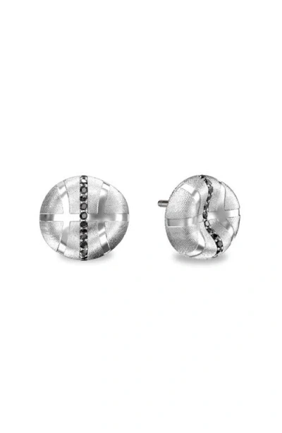 Pascal The Basketball Crooked Ball Linear Diamond Earrings In Silver