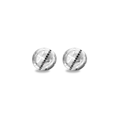 Pascal The Basketball Crooked Ball Linear Diamond Earrings In Silver