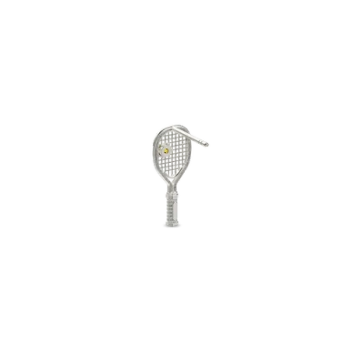 Pascal The Tennis Racket Stud Earring, Yellow Diamond In Silver