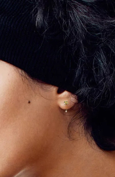 Pascal Lucky Clover Earring Jackets, Green Diamond Pavé In Gold