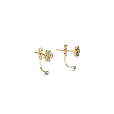 Pascal Lucky Clover Earring Jackets, Green Diamond Pavé In Gold