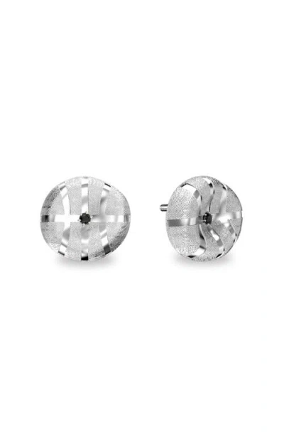 Pascal The Basketball Crooked Ball Diamond Earrings In Silver
