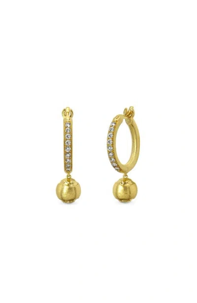 Pascal The Tennis Ball Hoop Earring, White Diamond Pavé In Gold
