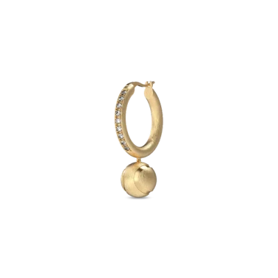 Pascal The Tennis Ball Hoop Earring, White Diamond Pavé In Gold