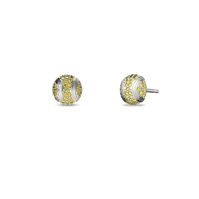 Pascal The Tennis Ball Stud Earring, Yellow Diamond Pavé In Gold