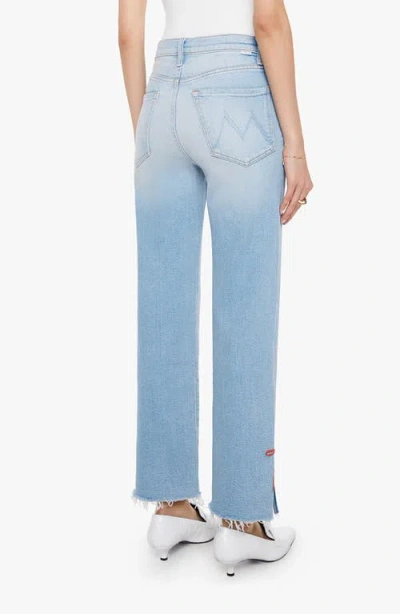 Mother The Ramblerslice Hover Fray Bow Ankle Wide Leg Jeans In Blue