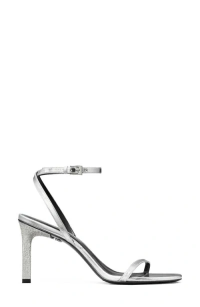 Tory Burch Ankle Strap Heeled Sandals In Silver