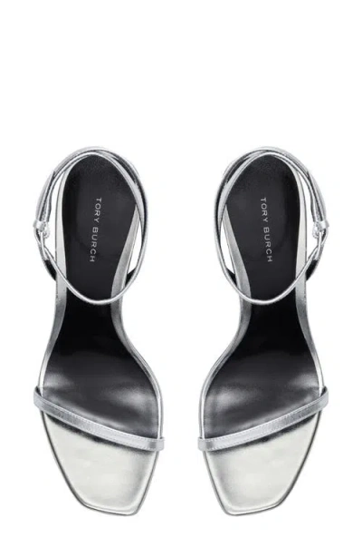 Tory Burch Ankle Strap Heeled Sandals In Silver