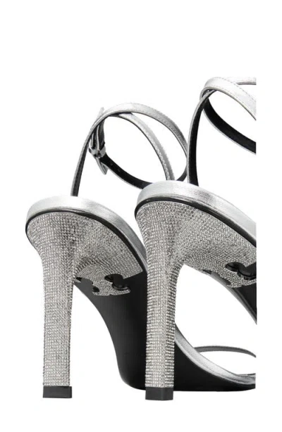 Tory Burch Ankle Strap Heeled Sandals In Silver