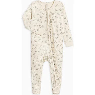 Colored Organics Organic Cotton Neve Ruffle Zipper Sleeper In Neutral
