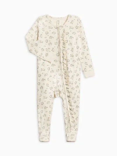 Colored Organics Organic Cotton Neve Ruffle Zipper Sleeper In Neutral