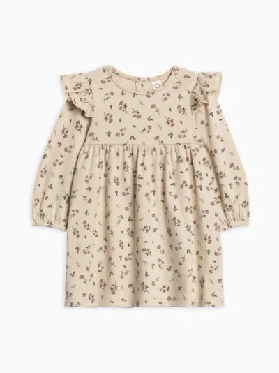 Colored Organics Organic Cotton Mika Armhole Ruffle Long Sleeve Dress In Neutral