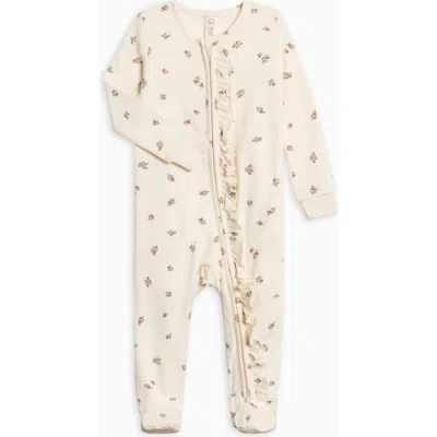 Colored Organics Organic Cotton Neve Ruffle Zipper Sleeper In Neutral
