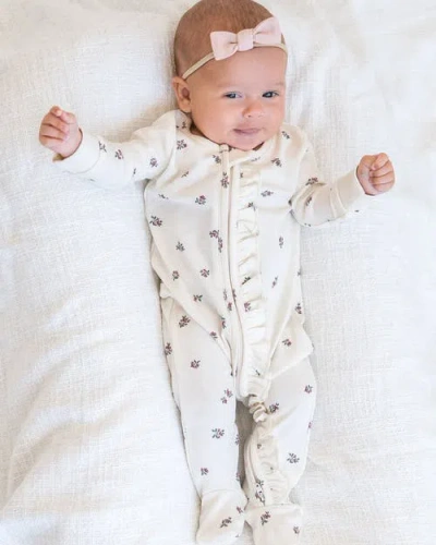 Colored Organics Organic Cotton Neve Ruffle Zipper Sleeper In Neutral