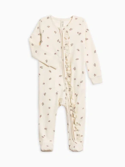 Colored Organics Organic Cotton Neve Ruffle Zipper Sleeper In Neutral