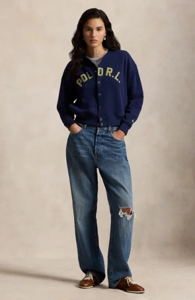 Polo Ralph Lauren Cotton Blend Cardigan In Blue