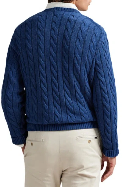Polo Ralph Lauren Cotton Jumper With Cable Knit Design In Blue