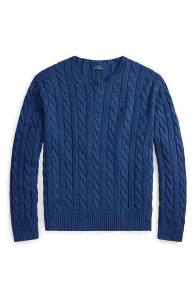 Polo Ralph Lauren Cotton Jumper With Cable Knit Design In Blue