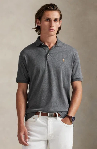 Polo Ralph Lauren Solid Cotton Jersey Polo In Gray