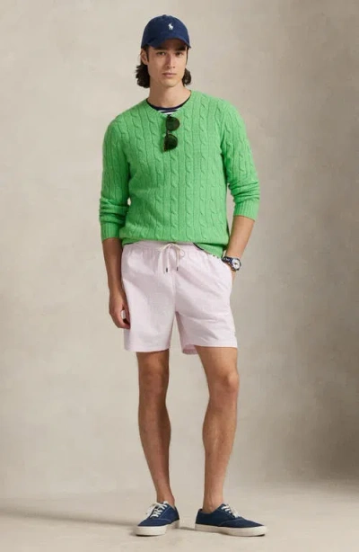 Polo Ralph Lauren Traveler Seersucker Swim Trunks In Pink