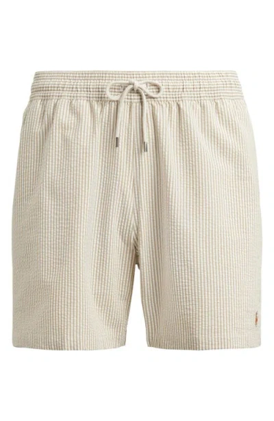 Polo Ralph Lauren Traveler Classic Striped Swim Shorts In Neutral