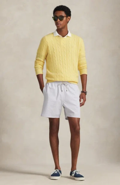 Polo Ralph Lauren Traveler Seersucker Swim Trunks In Gray