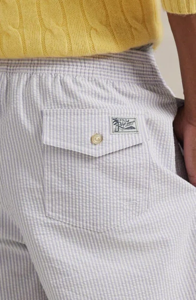 Polo Ralph Lauren Traveler Seersucker Swim Trunks In Gray