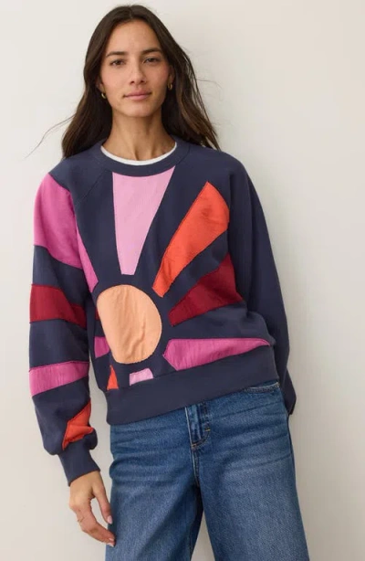 Marine Layer Cloud 9 Sunburst Mixed Media Sweatshirt In Blue