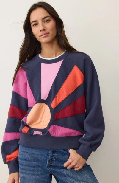 Marine Layer Cloud 9 Sunburst Mixed Media Sweatshirt In Blue