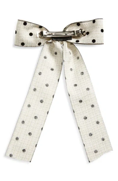 Tasha Dot Bow Barrette In White