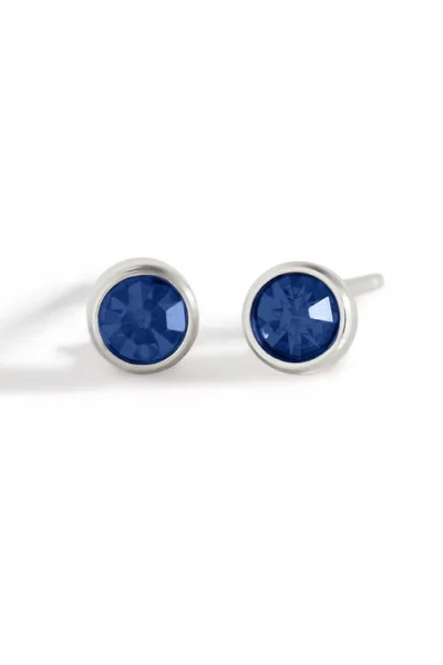 Mint & Lily Birthstone Bezel Studs In Blue