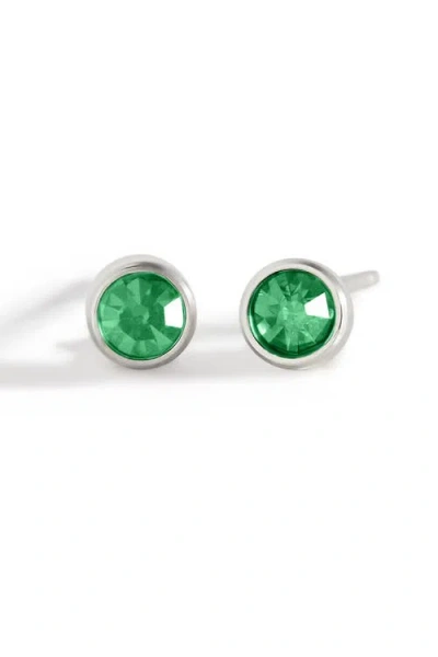 Mint & Lily Birthstone Bezel Studs In Green