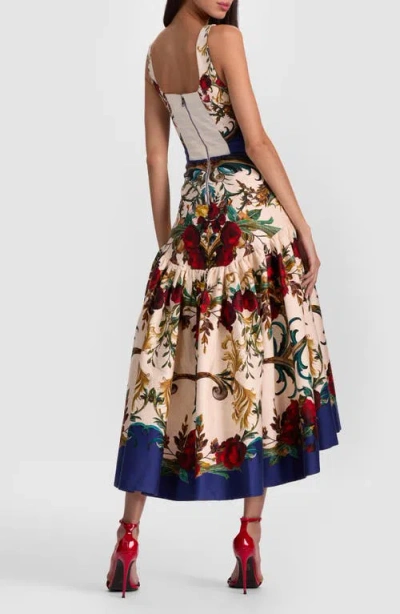 Alice And Olivia Gilded Rose Diana Structured Midi Dress In Multi