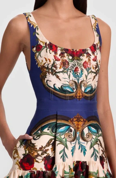 Alice And Olivia Gilded Rose Diana Structured Midi Dress In Multi