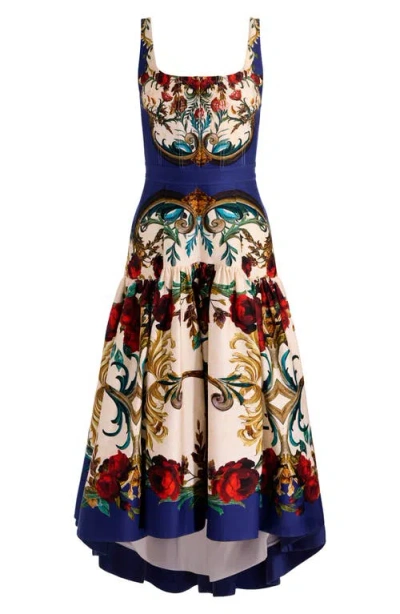 Alice And Olivia Gilded Rose Diana Structured Midi Dress In Multi