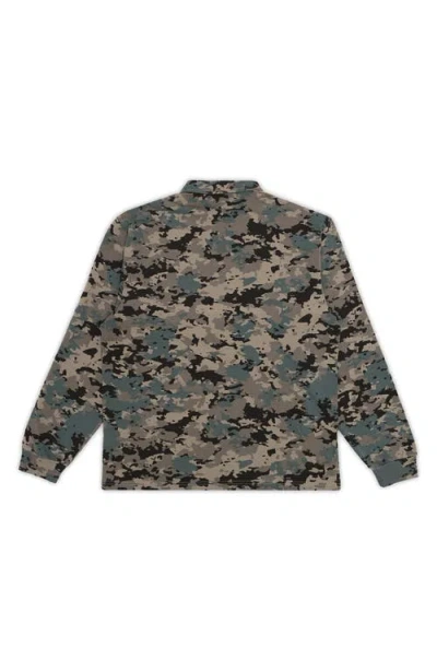 Students Gunnison Camo Long Sleeve Cotton Zip Polo In Green