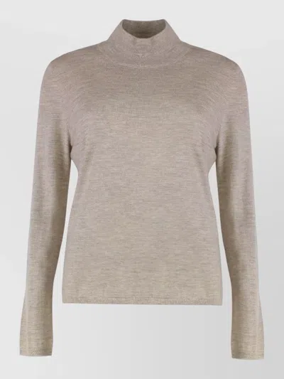 Max Mara Meana Cashmere Mock Neck Long Sleeve In Brown