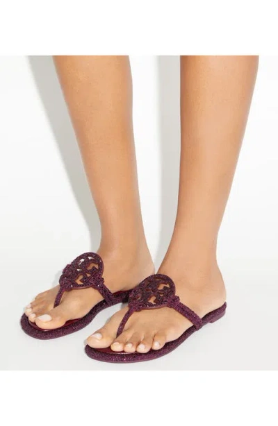 Tory Burch Miller Knotted Crystal Flip Flop In Burgundy