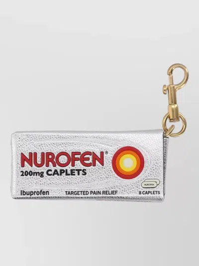 Anya Hindmarch Metallic Finish Keyring And Attachment In Silver