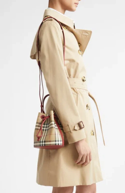 Burberry Mini Check Bucket Bag In Red