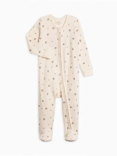 Kendi Kit Ribbed Zipper Sleeper In Neutral