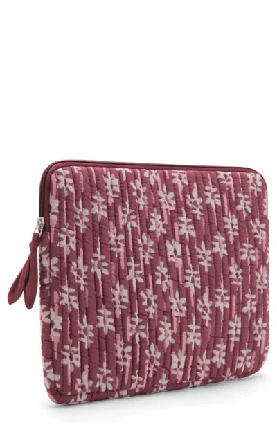 Mango Teen Print Quilted Cotton Laptop Case In Burgundy