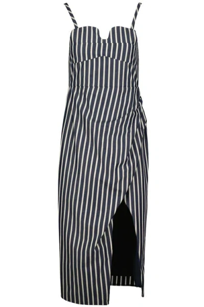 Bishop + Young Seville Stripe Corset Dress In Grey In Blue