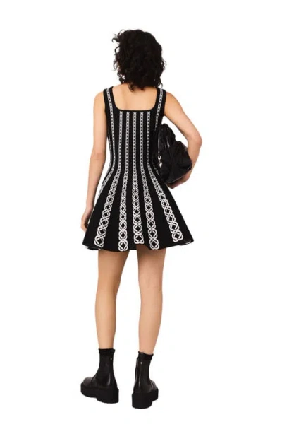 Maje Mini Jacquard Knit Dress In Black