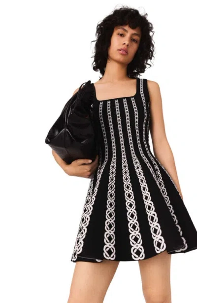 Maje Mini Jacquard Knit Dress In Black