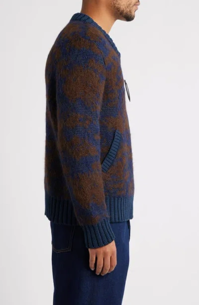 Corridor Jacquard Zip Sweater In Blue