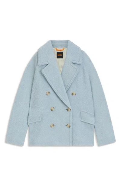 Hugo Boss Boss Orange Cabani Textured Double Breasted Jacket In Blue