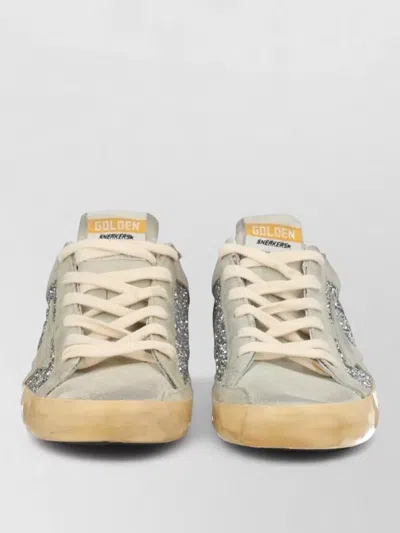 Golden Goose Sneakers Glitter Detail Perforated Side Star Motif In Gray